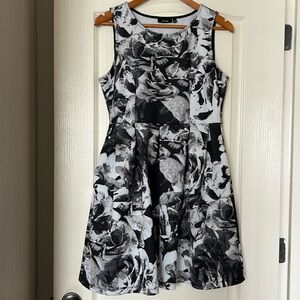 Apt. 9 Black, White and Gray Floral Dress